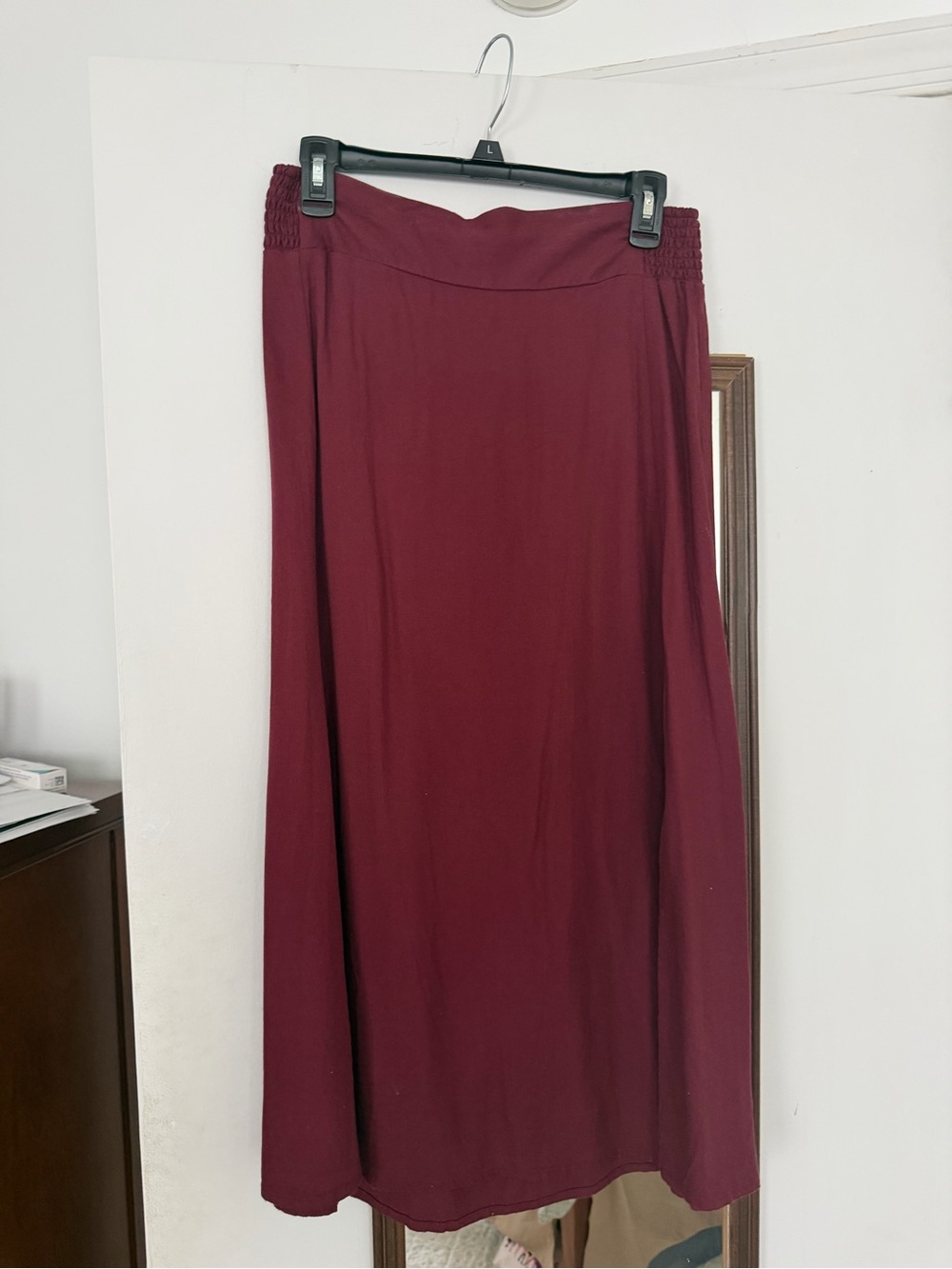 Old Navy Burgundy Maxi Skirt with Smocked Waistband